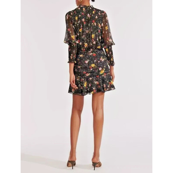 VERONICA BEARD Floral ARMERIA RUCHED Smocked SILK Mini Dress Size 18 NEW $595 - Picture 4 of 7